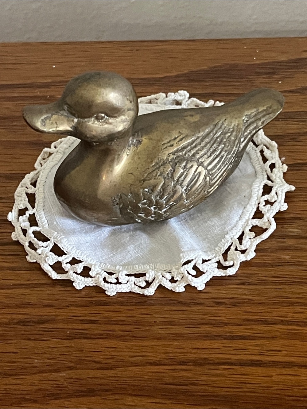 Vintage Brass Decorative Duck Figurine - Metallic Gold Accent